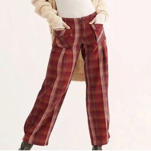 FREE PEOPLE Plaid Wide Leg Pants sz 4